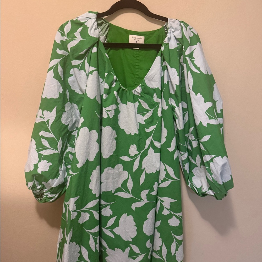 kate spade Green and White Floral Long Sleeve Dress
